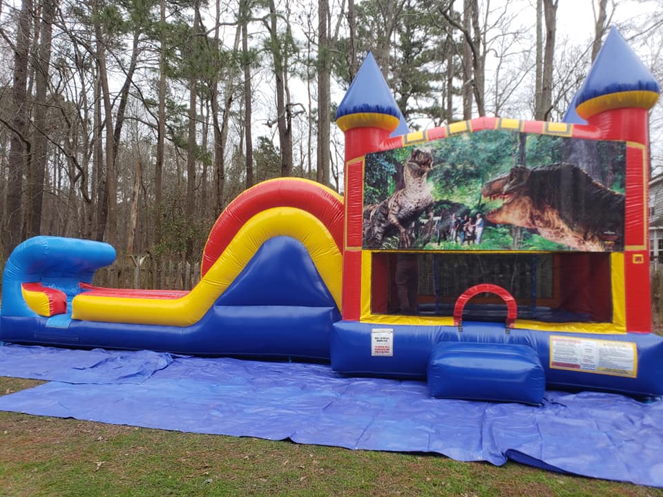 Jurassic Park Dinosaur Castle Single Slide Wet Combo Virginia Beach